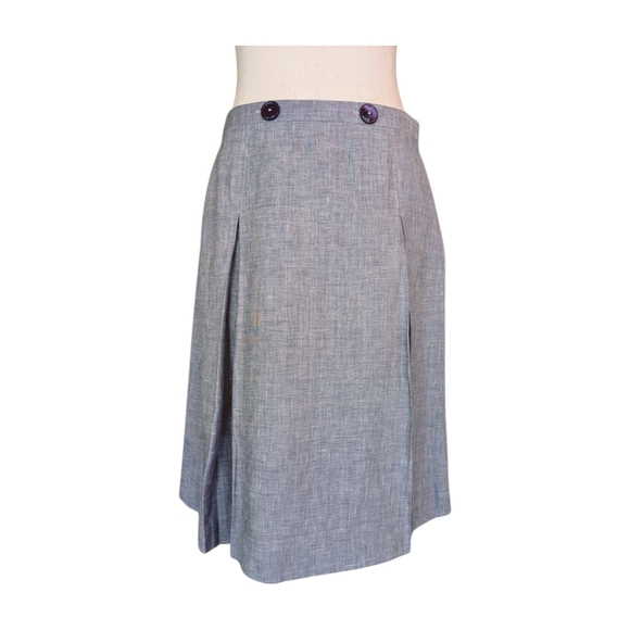 NWT Loro Piana + Brooks Brothers Wool/Linen/Silk Heathered Purple Pleated Skirt - Picture 1 of 12